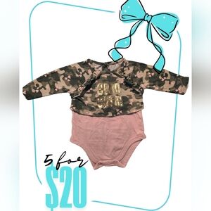 Garanimals Camo and Pink Long Sleeve Heart Onesie